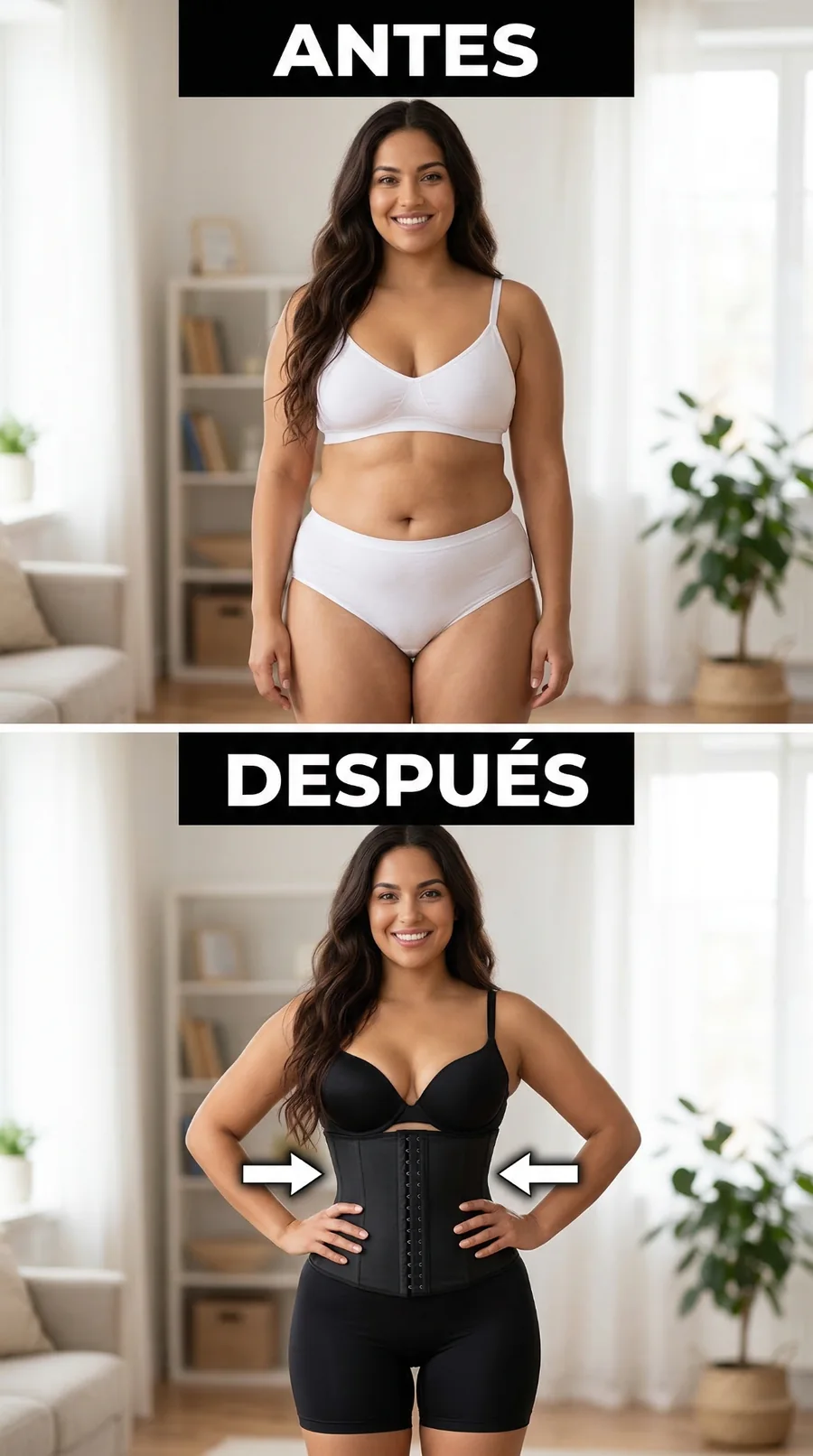 Comparativa antes y después usando faja negra